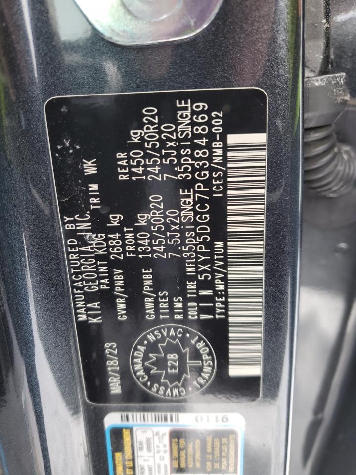 2023 KIA Telluride VIN 5XYP5DGC7PG384869 Copart auction photo, front end / side damage thumbnail 14