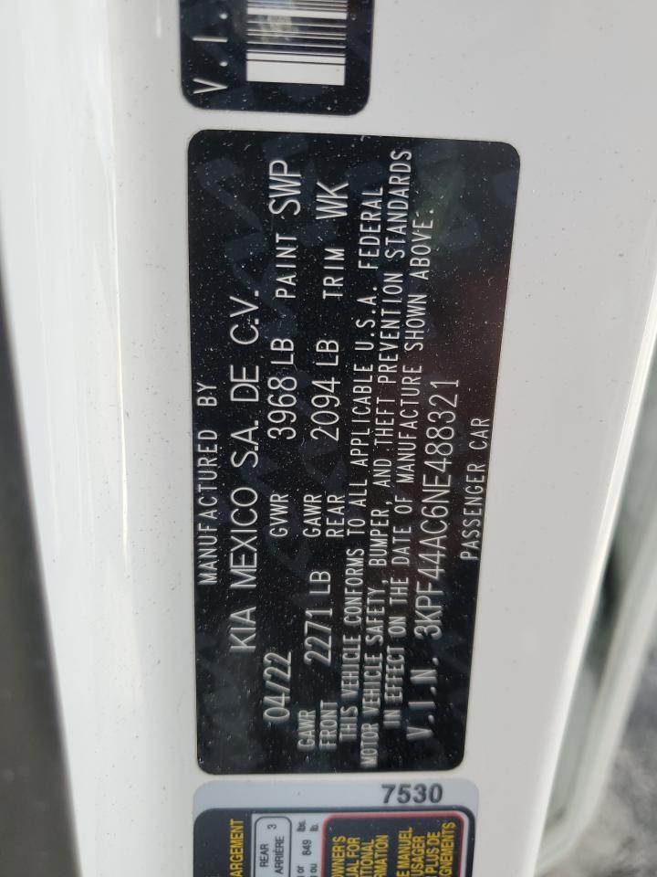 2022 KIA Forte VIN 3KPF44AC6NE488321 Copart auction photo, front end / rear end damage thumbnail 13