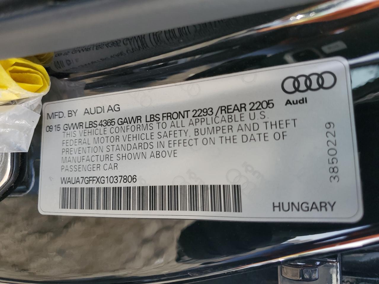 2016 Audi A3 VIN WAUA7GFFXG1037806 Copart auction photo, front end / side damage thumbnail 13