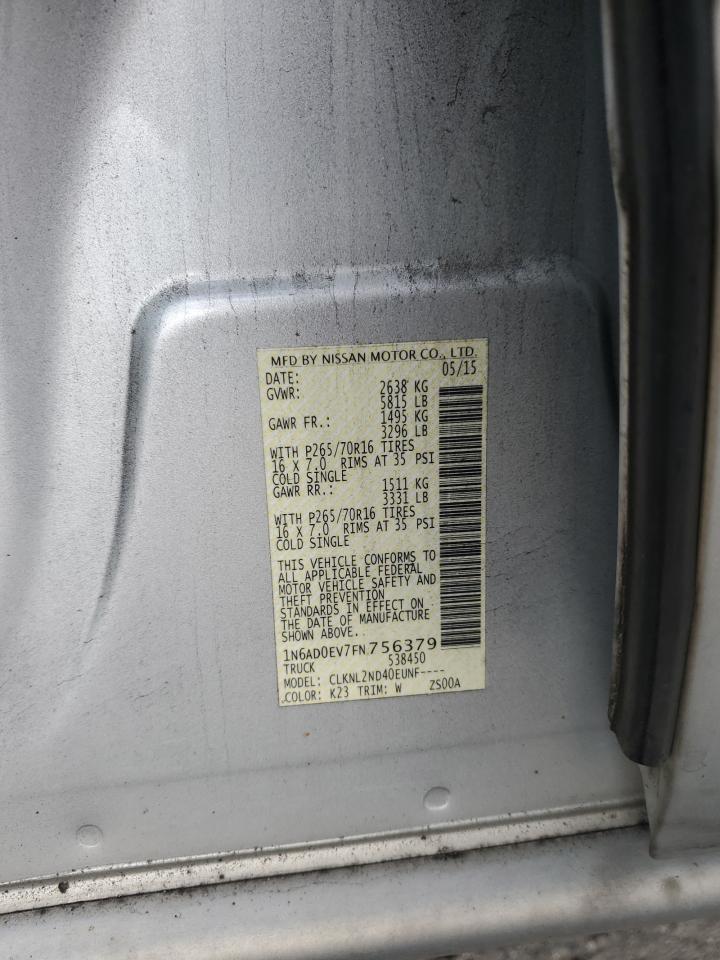 2015 Nissan Navara (Frontier) VIN 1N6AD0EV7FN756379 Copart auction photo, front end damage thumbnail 12