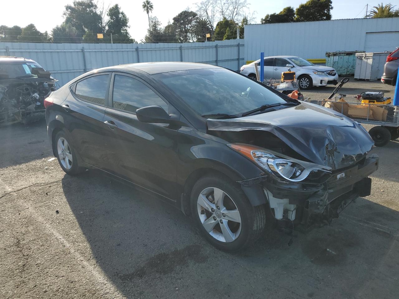 2012 Hyundai Elantra VIN KMHDH4AE8CU433697 Copart auction photo, front end / side damage thumbnail 4