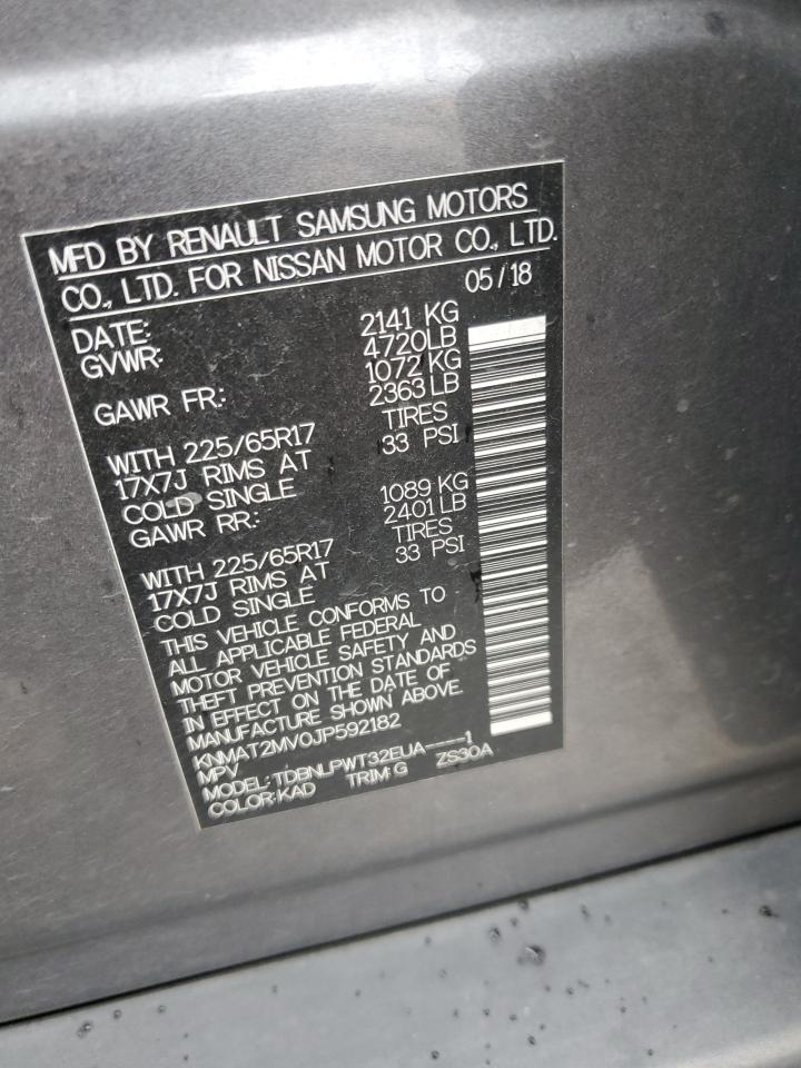 2018 Nissan Rogue VIN KNMAT2MV0JP592182 Copart auction photo, front end damage thumbnail 14