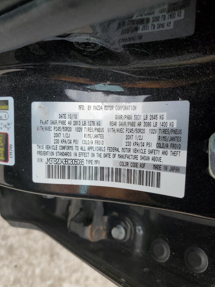2011 Mazda CX-9 VIN JM3TB2DA3B0305086 Copart auction photo, rear end damage thumbnail 14