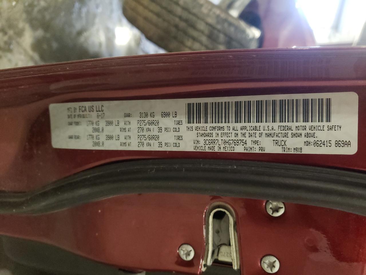 2017 RAM 1500 VIN 3C6RR7LT0HG769754 Copart auction photo, front end / undercarriage damage thumbnail 14