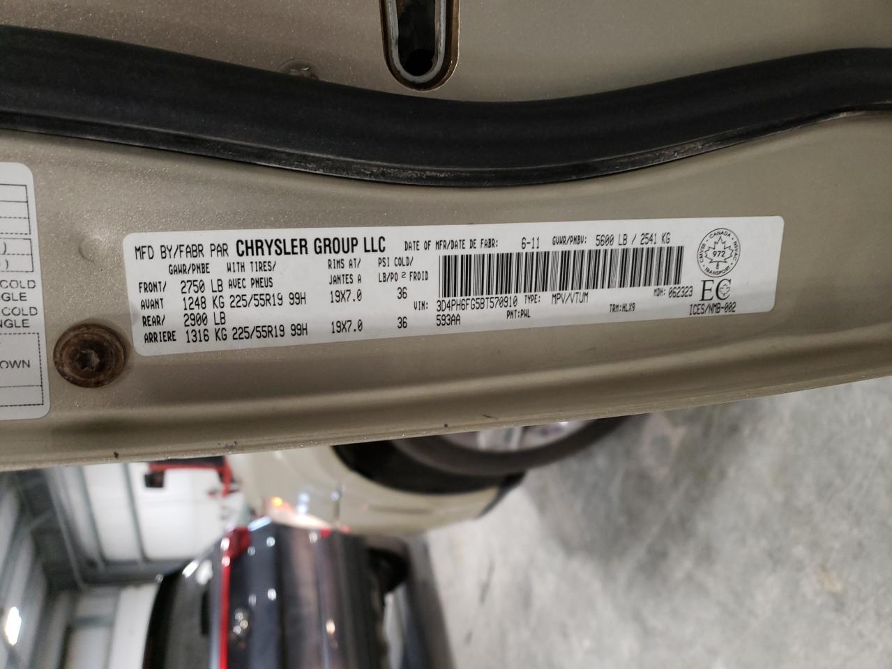 2011 Dodge Journey VIN 3D4PH6FG5BT570910 Copart auction photo, mechanical / all over damage thumbnail 13