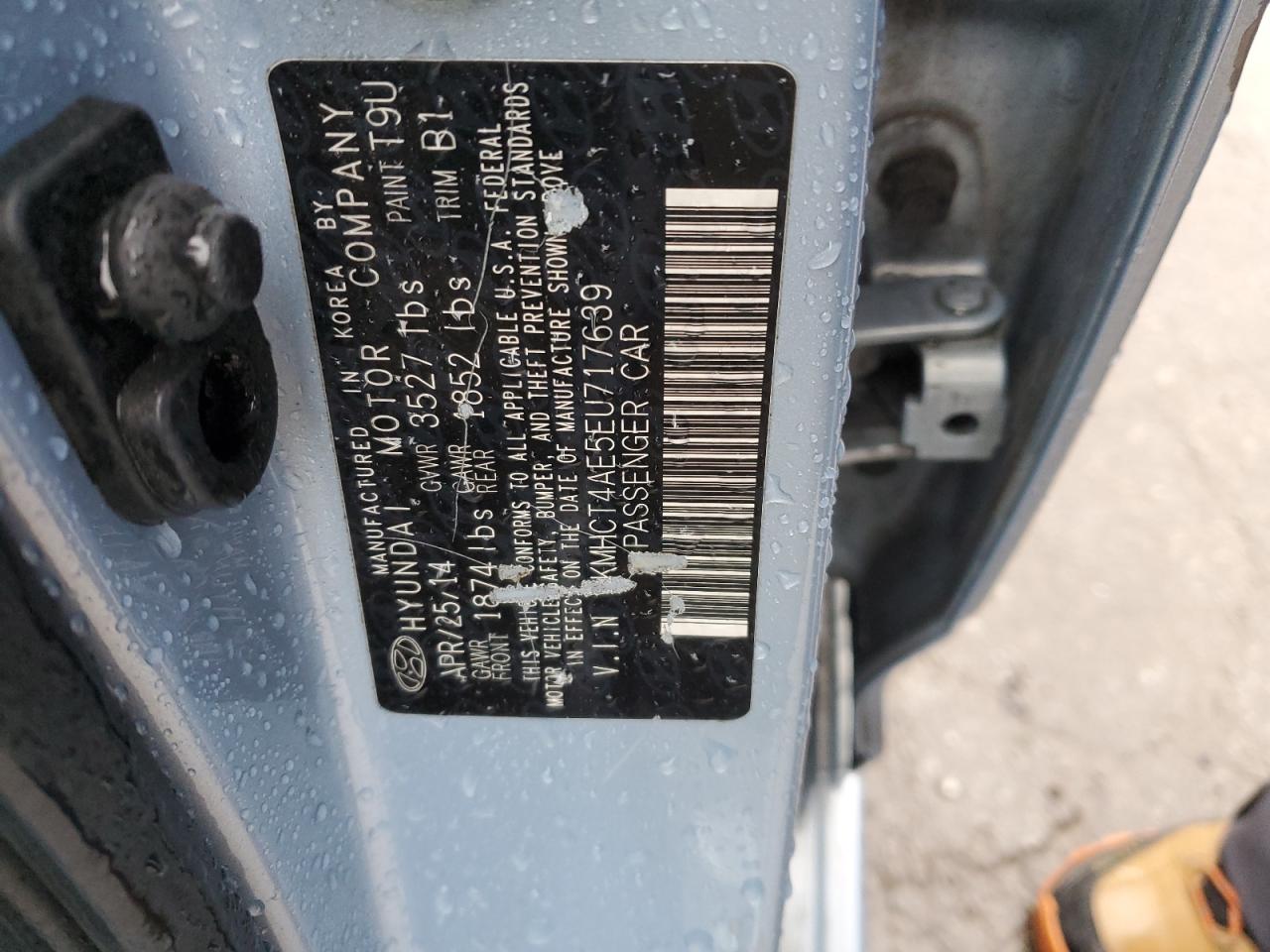 2014 Hyundai Accent VIN KMHCT4AE5EU717639 Copart auction photo, all over damage thumbnail 12