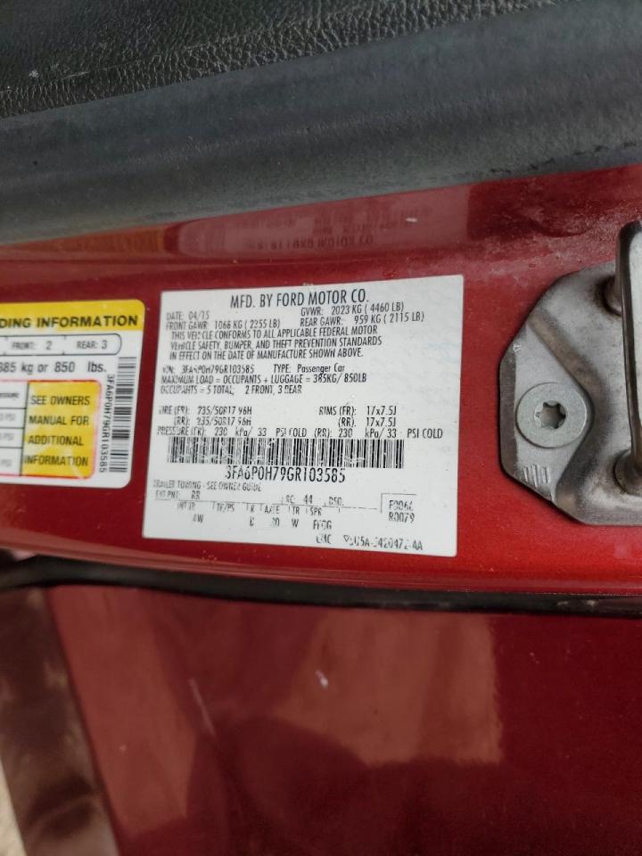 2016 Ford Fusion VIN 3FA6P0H79GR103585 Copart auction photo, front end / side damage thumbnail 12