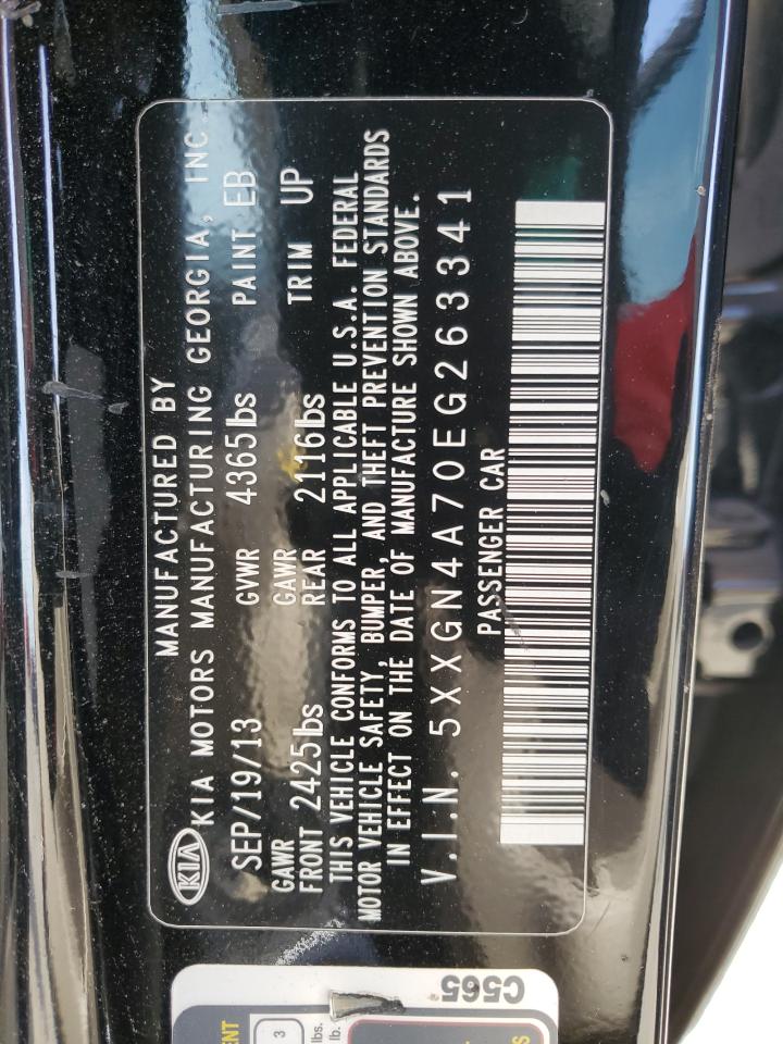 2014 KIA Optima VIN 5XXGN4A70EG263341 Copart auction photo, front end damage thumbnail 12