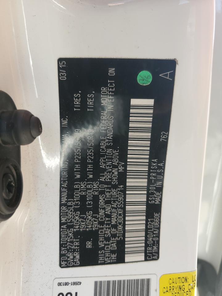 2015 Toyota Sienna VIN 5TDXK3DCXFS590714 Copart auction photo, water/flood / front end damage thumbnail 13
