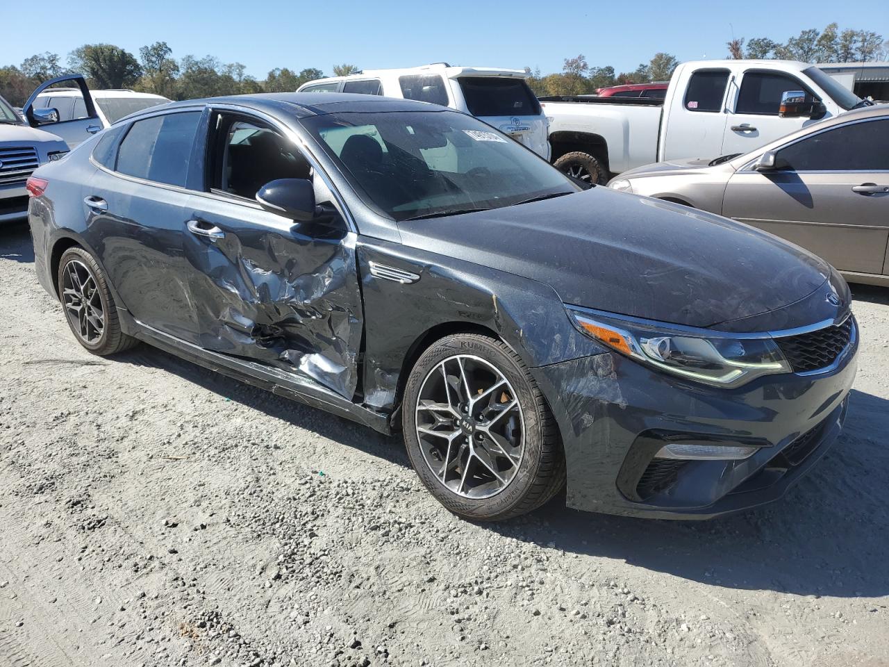 2020 KIA Optima VIN 5XXGT4L33LG445791 Copart auction photo, side / front end damage thumbnail 4