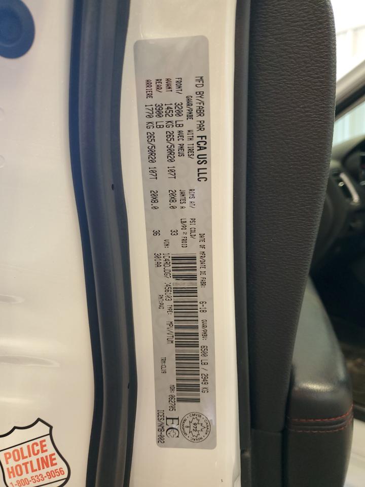 2018 Dodge Durango VIN 1C4RDJDG7JC456103 Copart auction photo, front end damage thumbnail 14