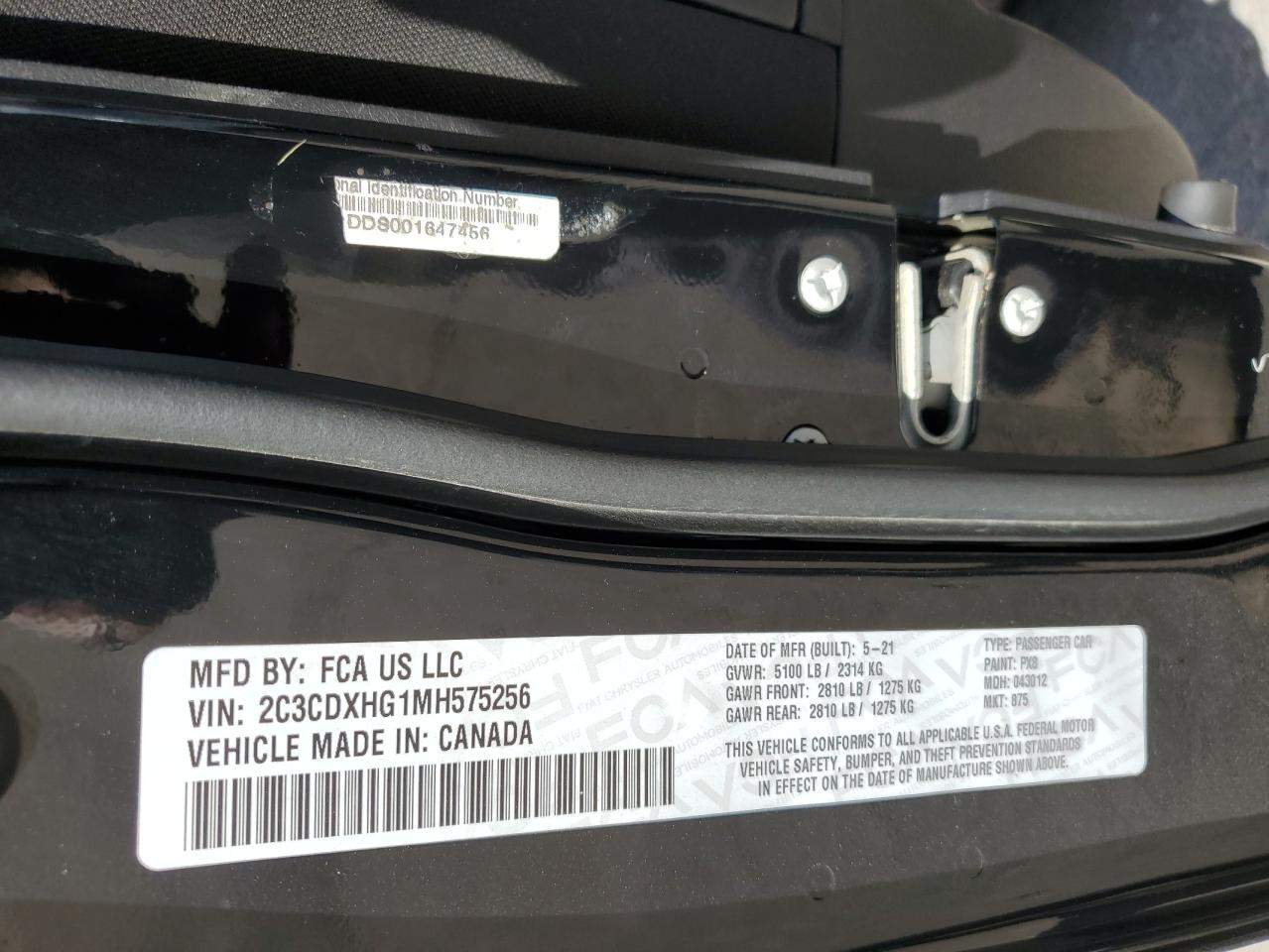 2021 Dodge Charger VIN 2C3CDXHG1MH575256 Copart auction photo, front end damage thumbnail 14