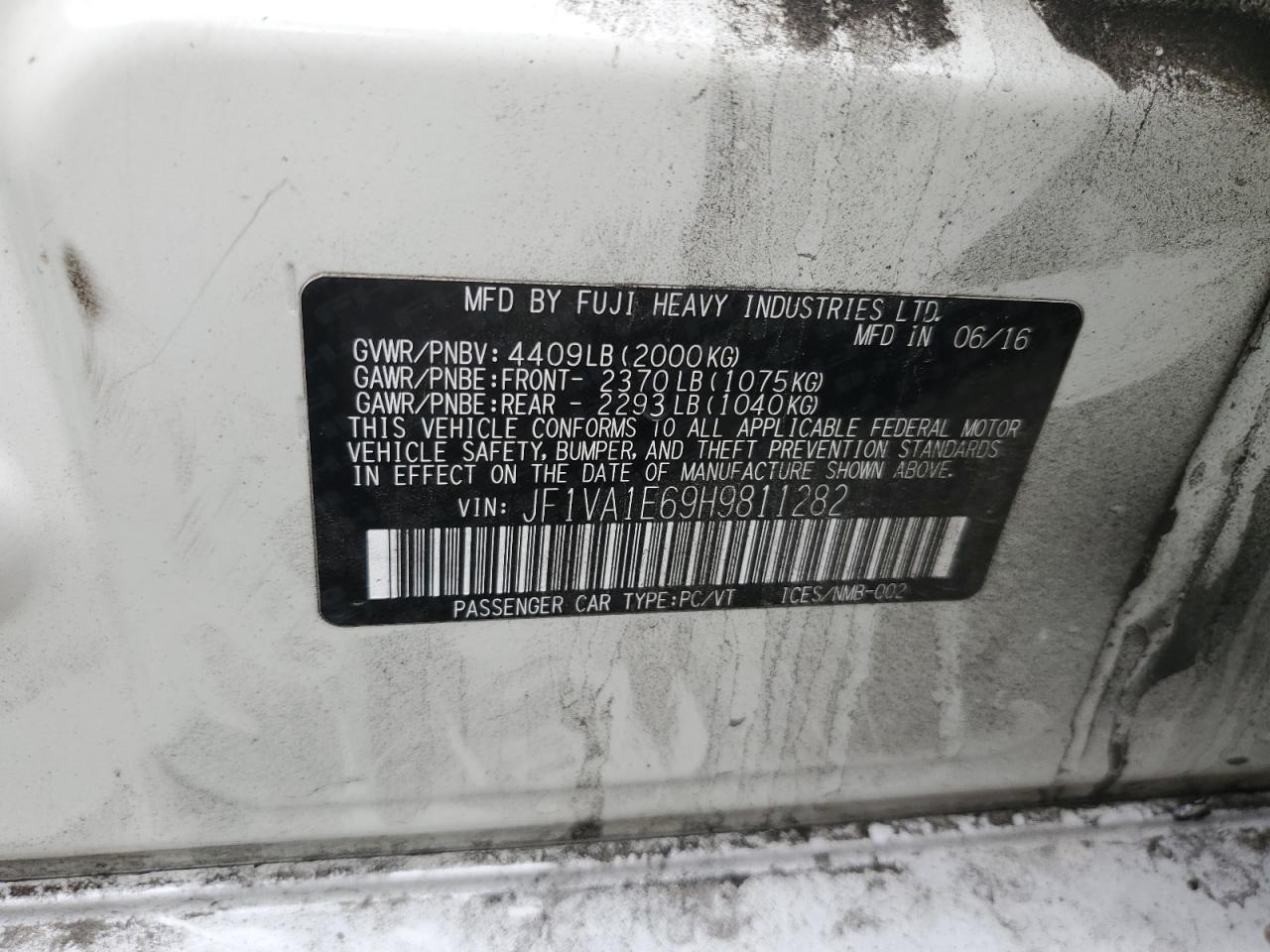 2017 Subaru WRX VIN JF1VA1E69H9811282 Copart auction photo, front end damage thumbnail 12