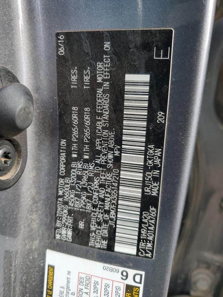 2016 Lexus GX VIN JTJBM7FX3G5147210 Copart auction photo, front end / rear end damage thumbnail 13