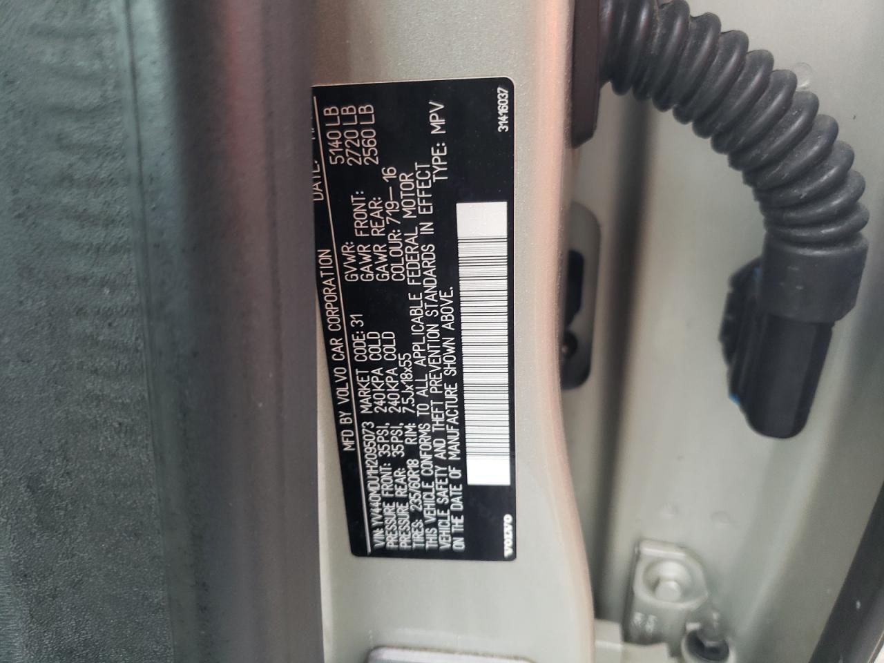 2017 Volvo XC60 VIN YV440MDU1H2095073 Copart auction photo, front end damage thumbnail 13