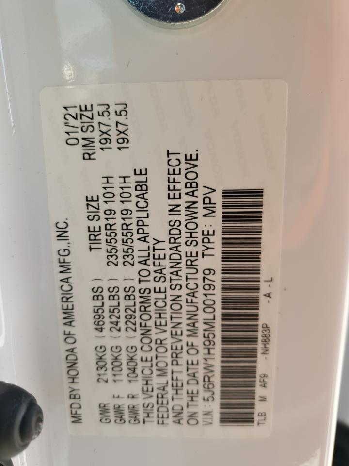 2021 Honda CR-V VIN 5J6RW1H95ML001979 Copart auction photo, rear end / front end damage thumbnail 14