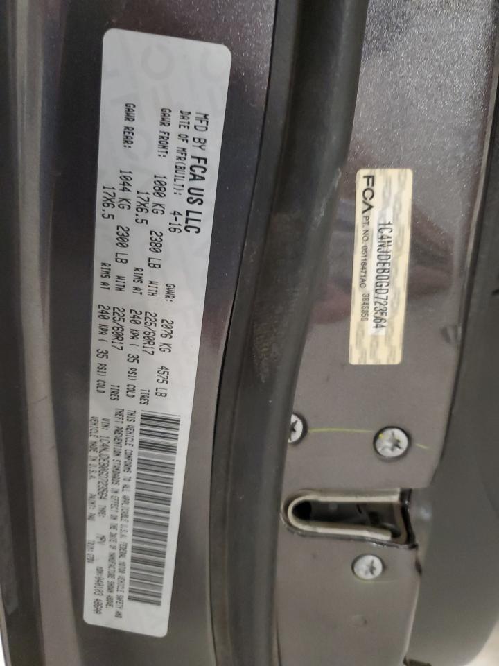 2016 Jeep Compass VIN 1C4NJDEB0GD723564 Copart auction photo, front end / side damage thumbnail 14