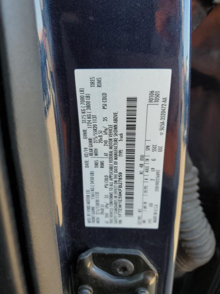 2019 Ford F-150 VIN 1FTEW1E59KFB27859 Copart auction photo, front end / minor dent/scratches damage thumbnail 14