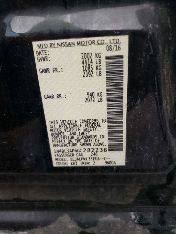 2016 Nissan Altima VIN 1N4BL3AP6GC282236 Copart auction photo, rear end / side damage thumbnail 14