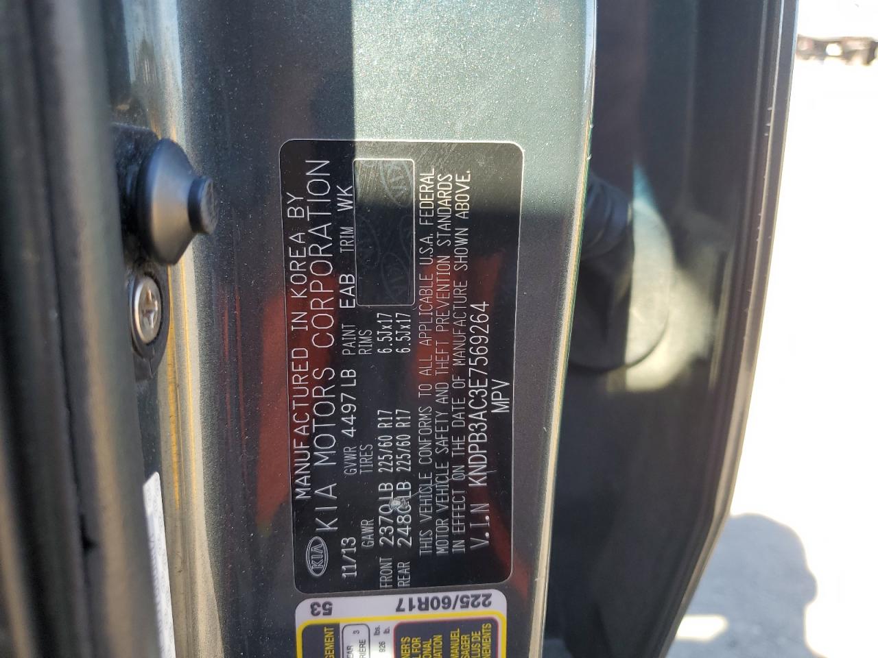 2014 KIA Sportage VIN KNDPB3AC3E7569264 Copart auction photo, front end / minor dent/scratches damage thumbnail 13