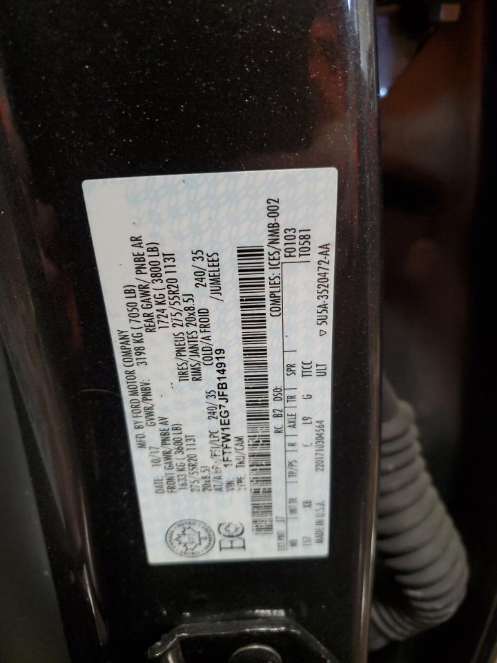 2018 Ford F-150 VIN 1FTFW1EG7JFB14919 Copart auction photo, side / front end damage thumbnail 12