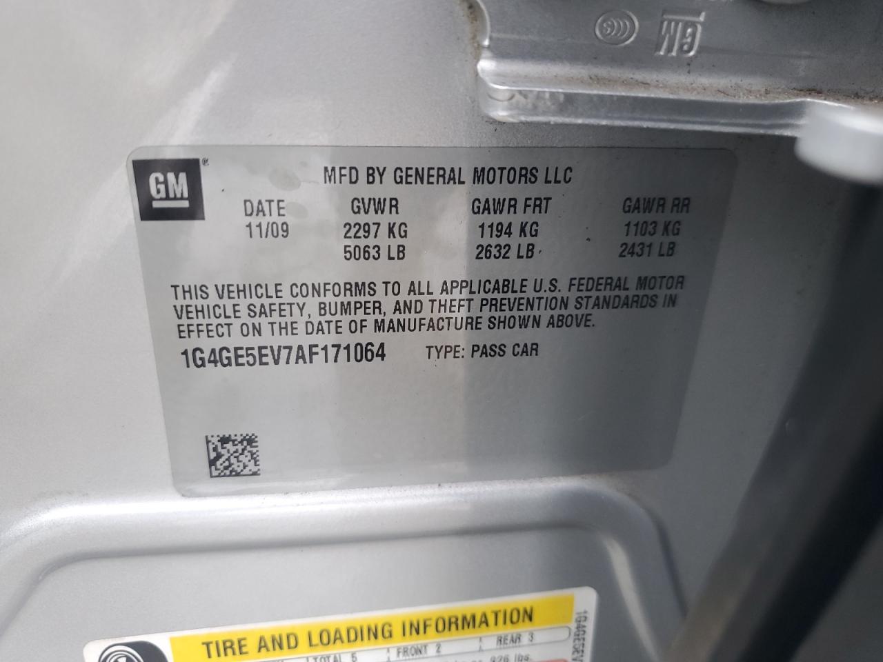 2010 Buick LaCrosse VIN 1G4GE5EV7AF171064 Copart auction photo, all over / undercarriage damage thumbnail 12