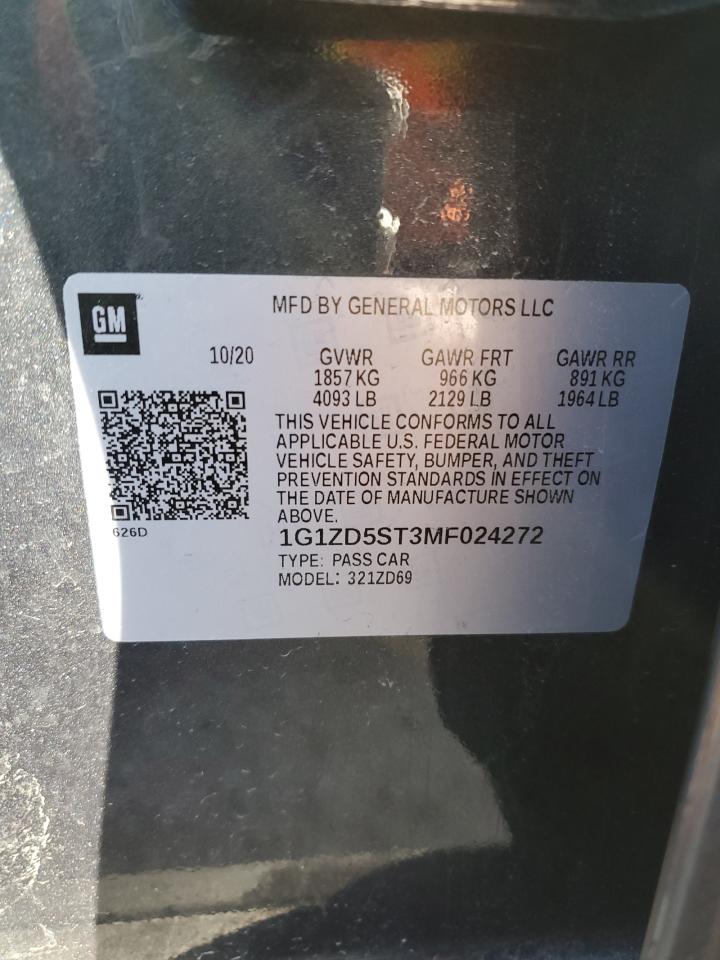 2021 Chevrolet Malibu VIN 1G1ZD5ST3MF024272 Copart auction photo, all over damage thumbnail 13
