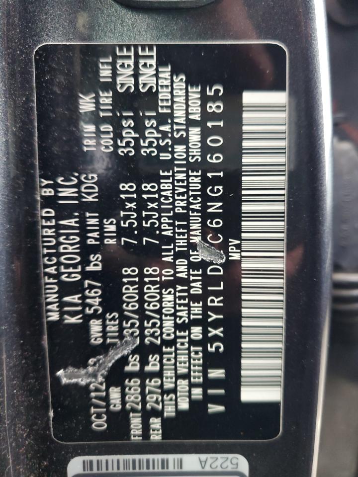 2022 KIA Sorento VIN 5XYRLDLC6NG160185 Copart auction photo, side / all over damage thumbnail 15
