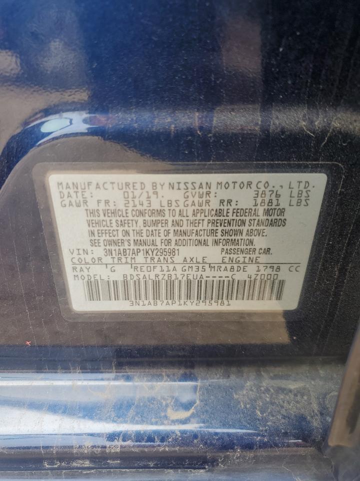 2019 Nissan Sentra VIN 3N1AB7AP1KY295981 Copart auction photo, all over damage thumbnail 13