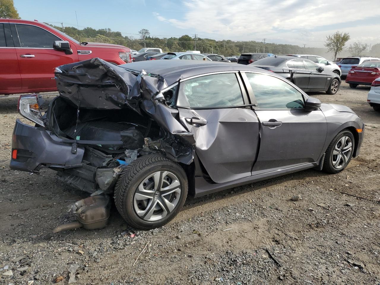 2016 Honda Civic VIN 19XFC2F65GE059376 Copart auction photo, rear end / frame damage damage thumbnail 3
