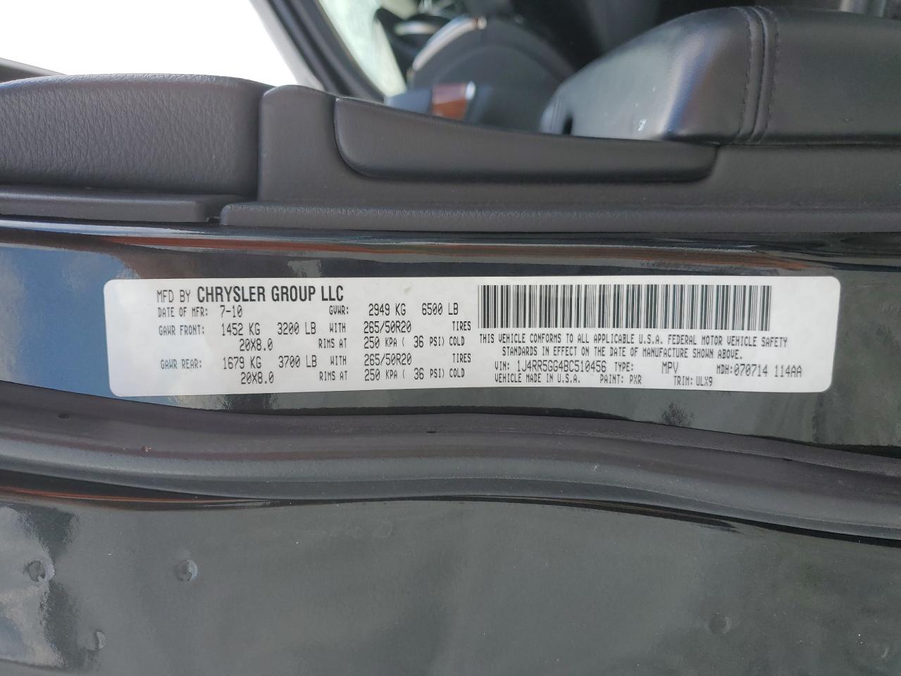 2011 Jeep Grand Cherokee VIN 1J4RR5GG4BC510456 Copart auction photo, all over damage thumbnail 12