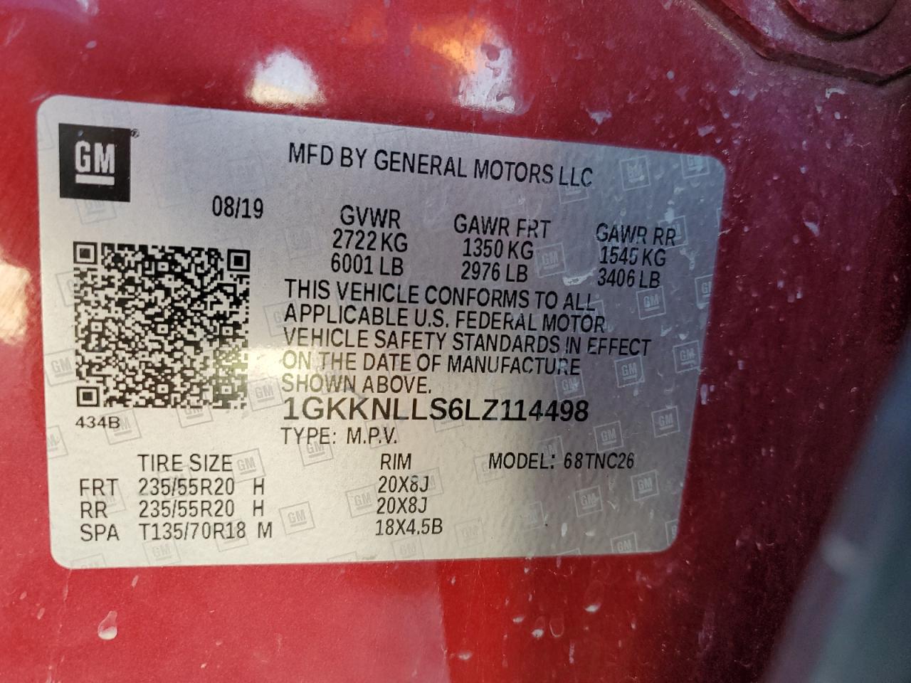 2020 GMC Acadia VIN 1GKKNLLS6LZ114498 Copart auction photo, side damage thumbnail 15
