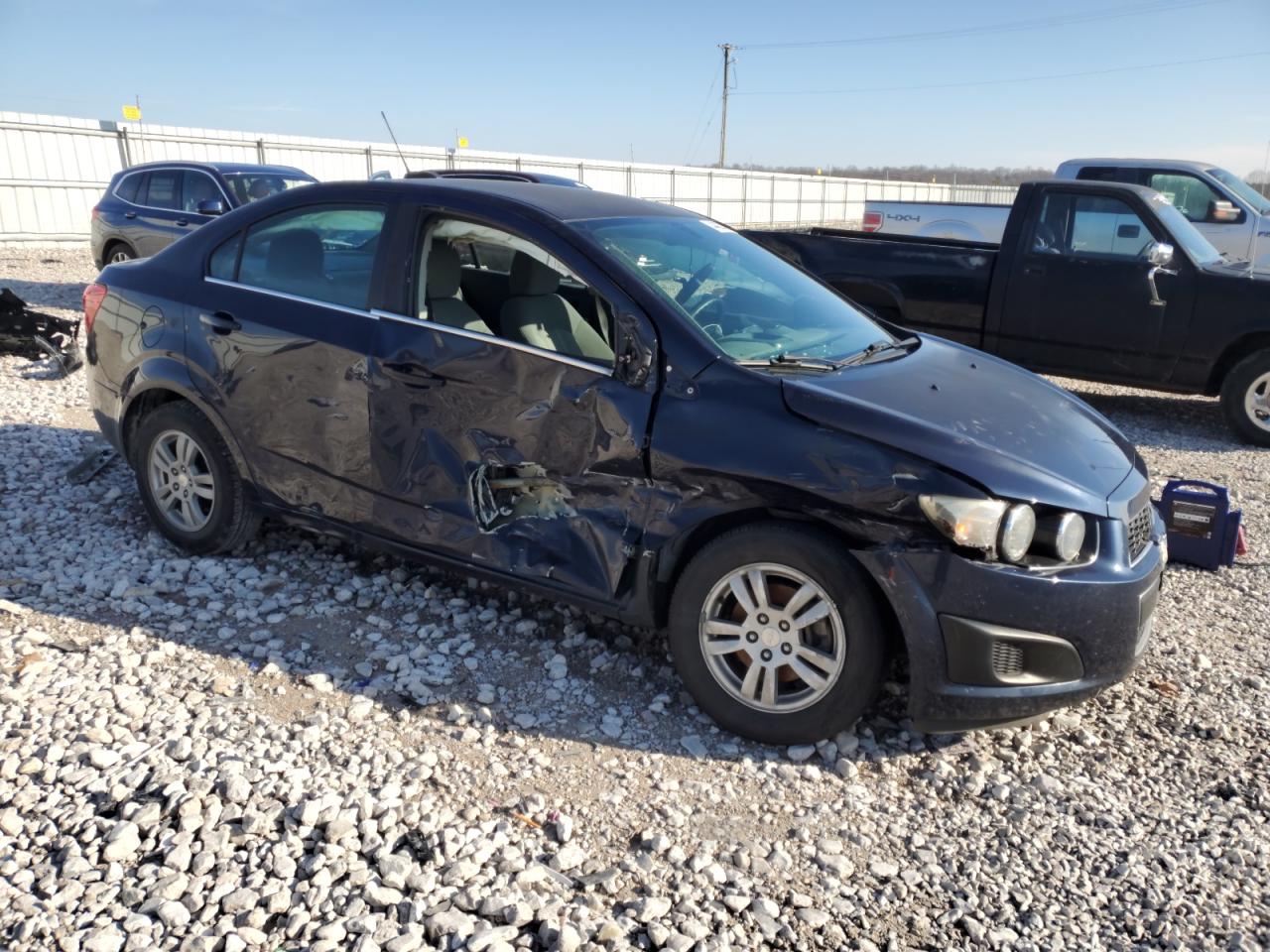 2015 Chevrolet Sonic VIN 1G1JC5SH8F4147396 Copart auction photo, side / front end damage thumbnail 4