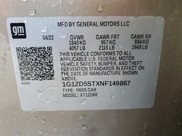 2022 Chevrolet Malibu VIN 1G1ZD5STXNF149867 Copart auction photo, front end damage thumbnail 13