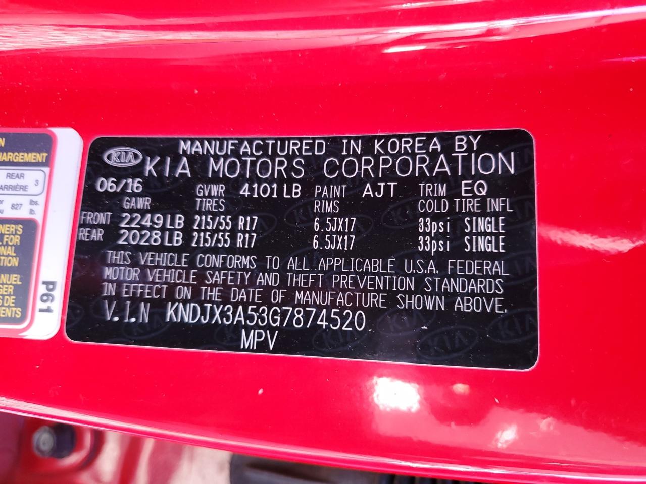 2016 KIA Soul VIN KNDJX3A53G7874520 Copart auction photo, front end damage thumbnail 15