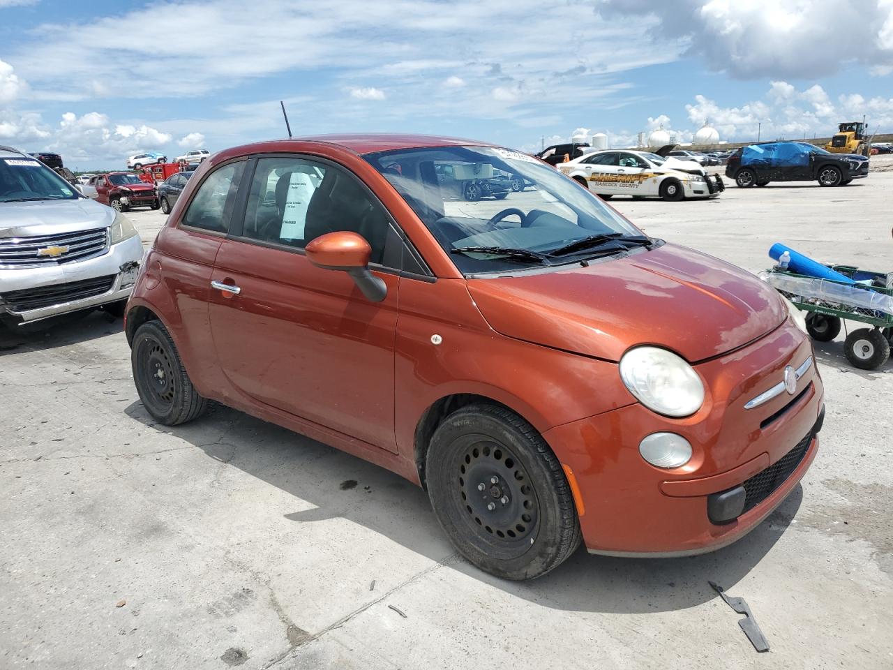 2013 Fiat 500 VIN 3C3CFFAR9DT562911 Copart auction photo, water/flood damage thumbnail 4