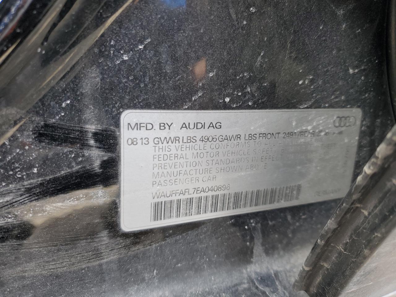 2014 Audi A4 VIN WAUFFAFL7EA040896 Copart auction photo, front end / minor dent/scratches damage thumbnail 14