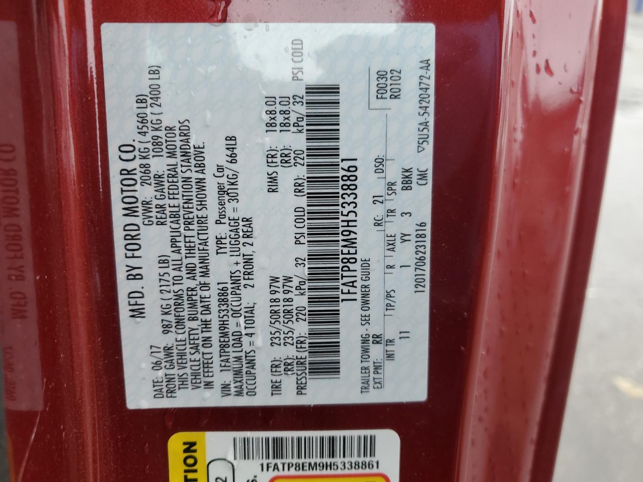 2017 Ford Mustang VIN 1FATP8EM9H5338861 Copart auction photo, front end damage thumbnail 13
