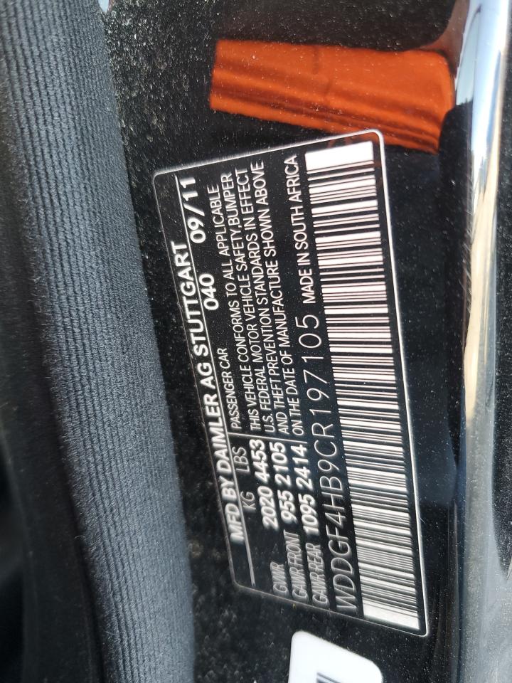2012 Mercedes-Benz C-klasse VIN WDDGF4HB9CR197105 Copart auction photo, front end damage thumbnail 12