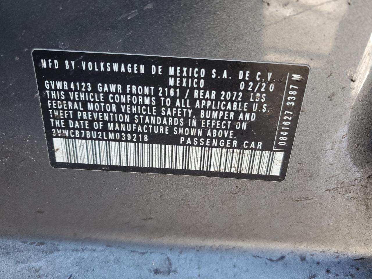 2020 Volkswagen Jetta VIN 3VWCB7BU2LM039218 Copart auction photo, front end damage thumbnail 14