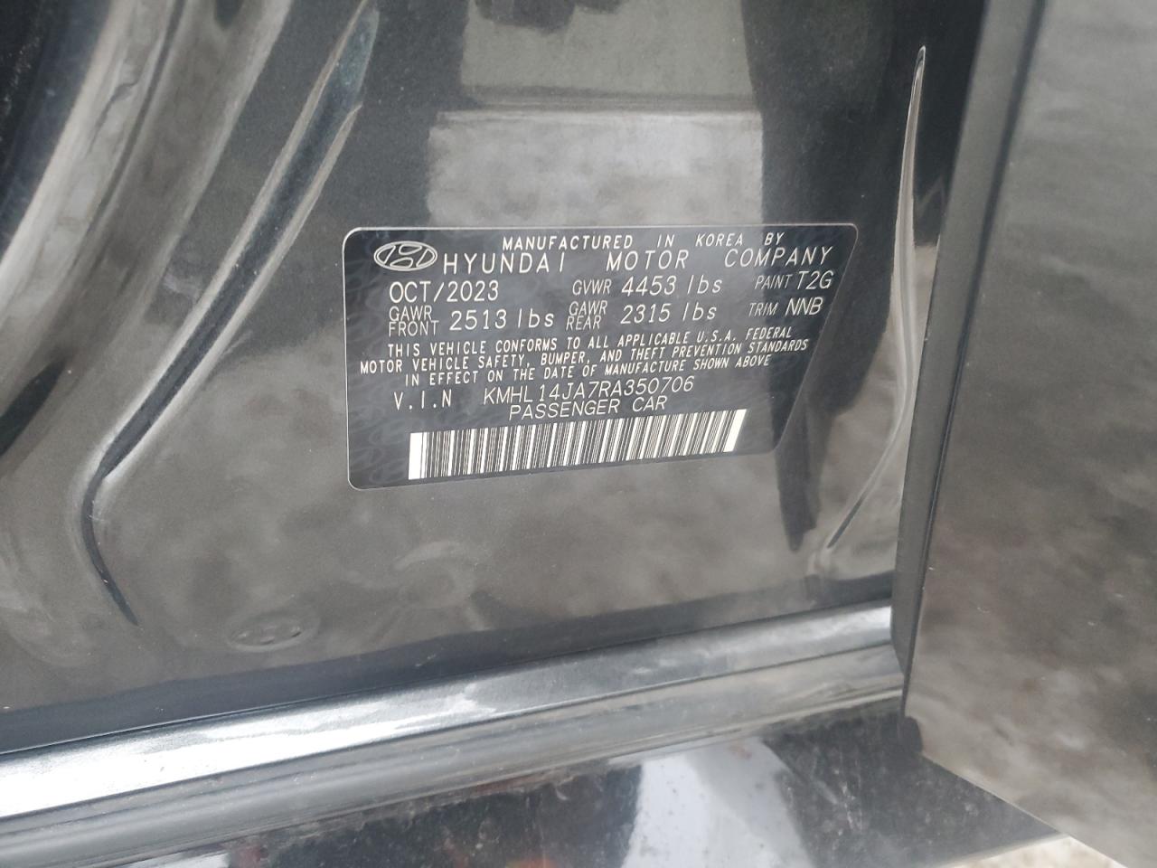 2024 Hyundai Sonata VIN KMHL14JA7RA350706 Copart auction photo, front end damage thumbnail 12