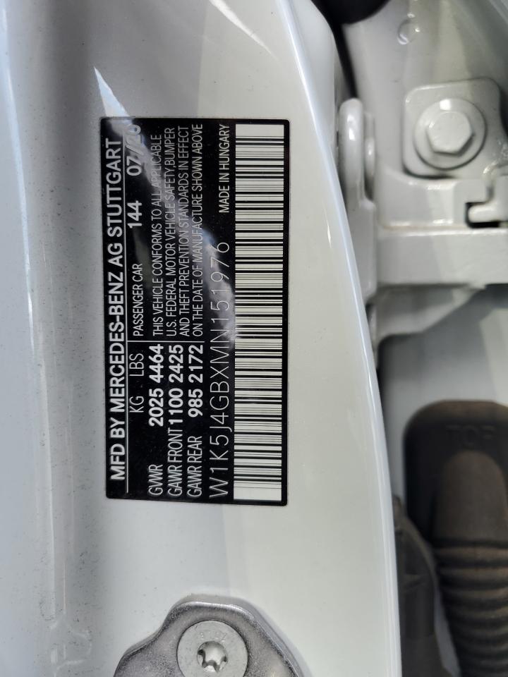 2021 Mercedes-Benz CLA-klasse VIN W1K5J4GBXMN151976 Copart auction photo, all over damage thumbnail 12