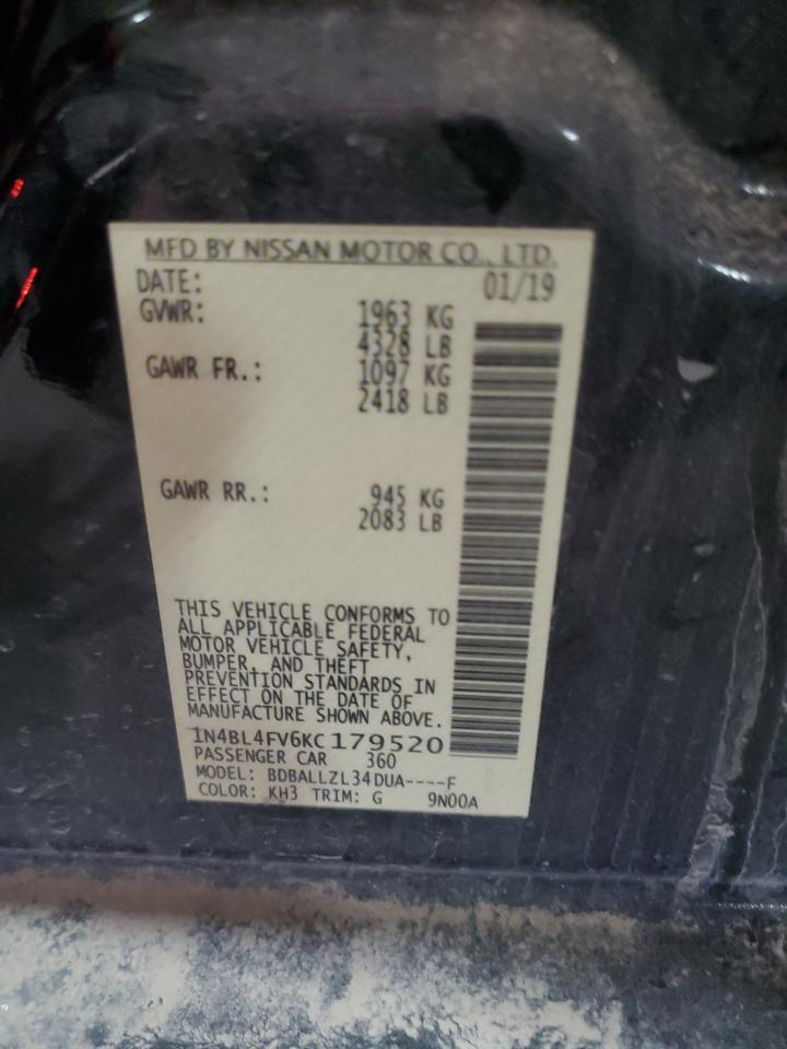 2019 Nissan Altima VIN 1N4BL4FV6KC179520 Copart auction photo, front end damage thumbnail 14