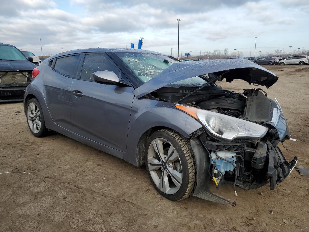 2016 Hyundai Veloster VIN KMHTC6AD5GU285737 Copart auction photo, front end / side damage thumbnail 4