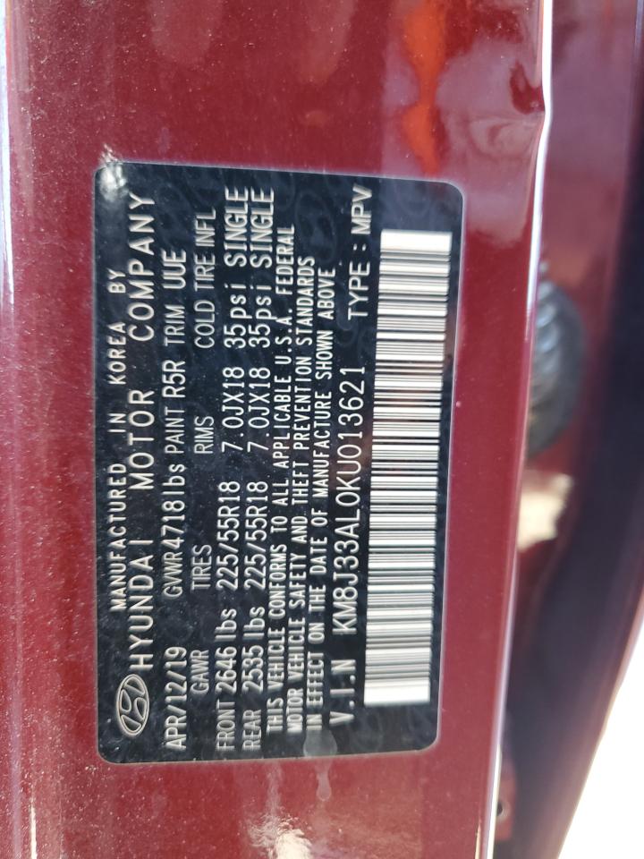 2019 Hyundai Tucson VIN KM8J33AL0KU013621 Copart auction photo, front end damage thumbnail 16