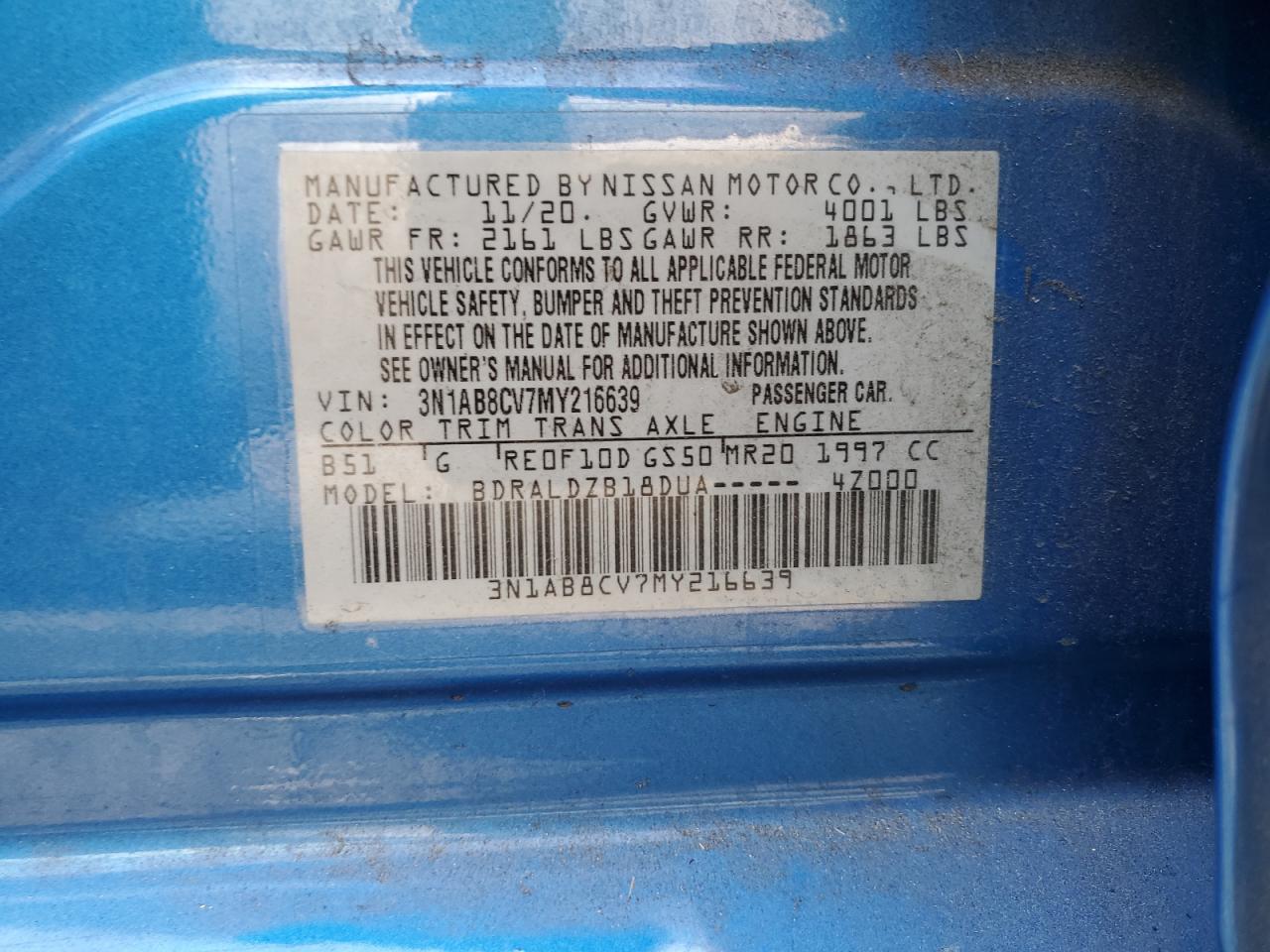 2021 Nissan Sentra VIN 3N1AB8CV7MY216639 Copart auction photo, front end damage thumbnail 13