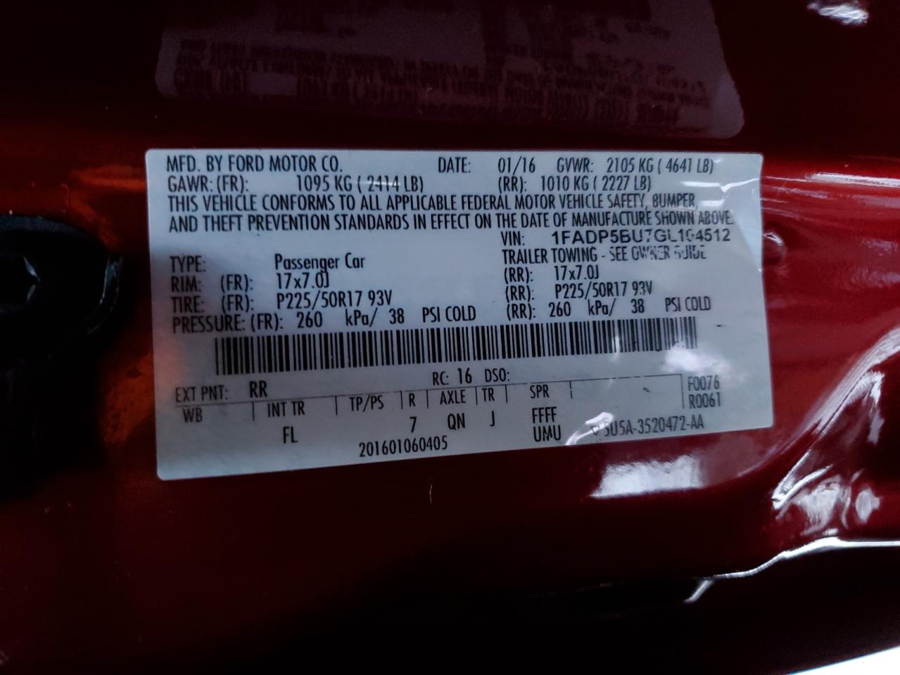 2016 Ford C-MAX VIN 1FADP5BU7GL104512 Copart auction photo, all over damage thumbnail 13
