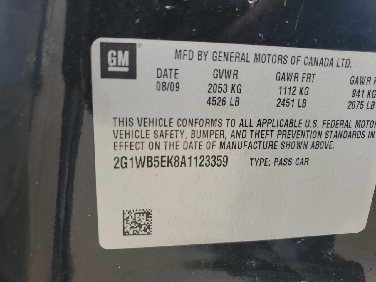 2010 Chevrolet Impala VIN 2G1WB5EK8A1123359 Copart auction photo, rear end damage thumbnail 14