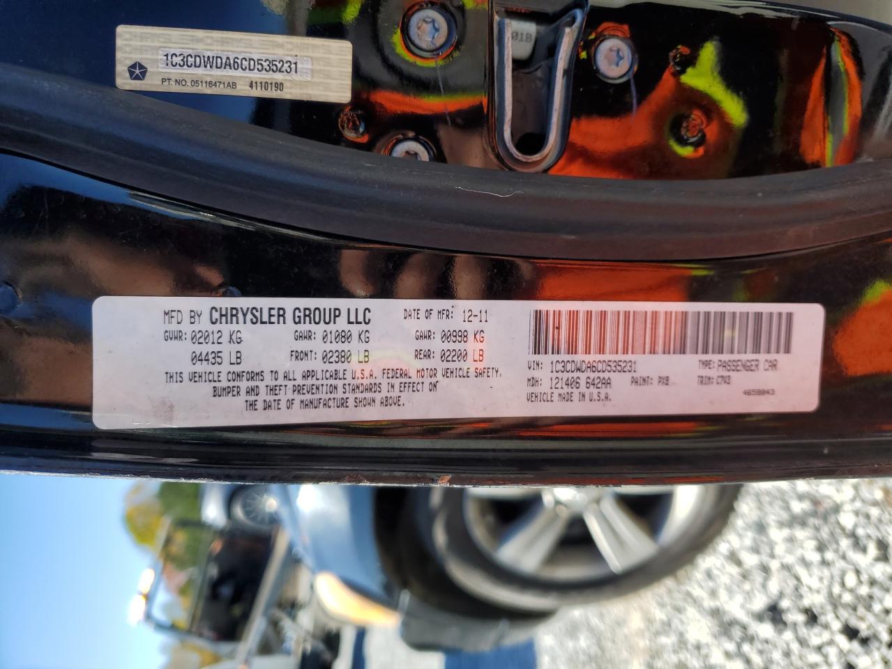 2012 Dodge Caliber VIN 1C3CDWDA6CD535231 Copart auction photo, all over / mechanical damage thumbnail 13