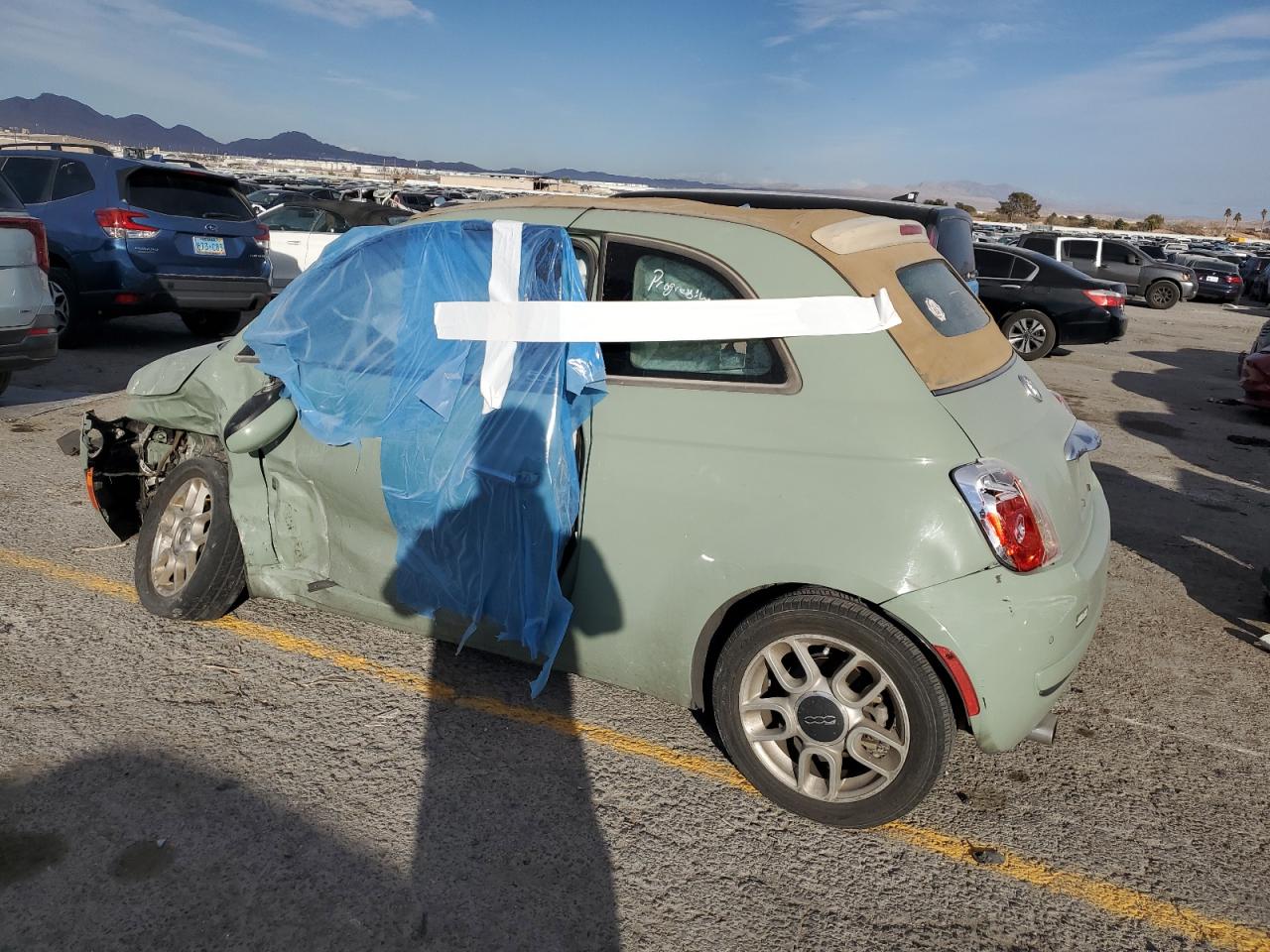 2013 Fiat 500 VIN 3C3CFFDR7DT554334 Copart auction photo, side / front end damage thumbnail 2
